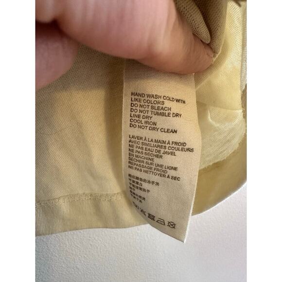 Anthopologie Let Me Be Gold/Cream Sequin Embroidered Flutter Short Sleeve Large - Picture 6 of 9